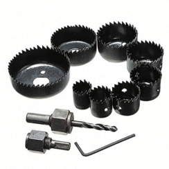 11-Piece Carbon Steel Hole Saw Drill Bit Set with Arbors and Hex Key