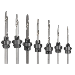 7-Piece Adjustable Countersink Drill Bit Set (HSS 4241, Hex Key)