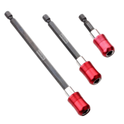 3-Piece Magnetic Hex Shank Drill Bit Extension Set (2”, 4”, 6”)