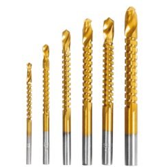 6-Piece Titanium Coated HSS Twist Drill & Side Cutting Bit Set (3?8 mm)