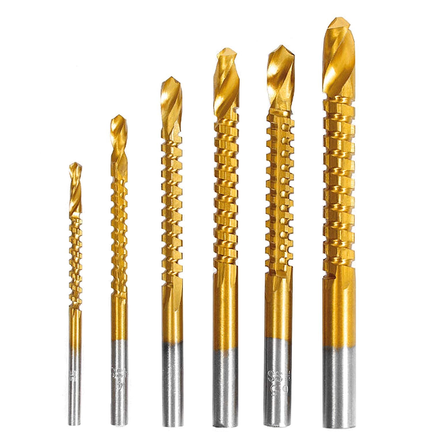 6-Piece Titanium Coated HSS Twist Drill & Side Cutting Bit Set (3x8 mm)