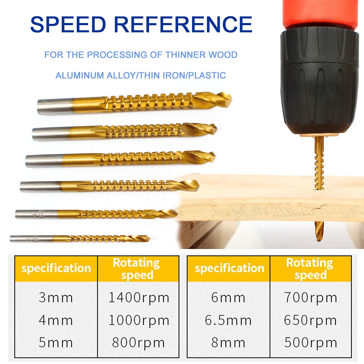 6-Piece Titanium Coated HSS Twist Drill & Side Cutting Bit Set (3x8 mm) - Image 2