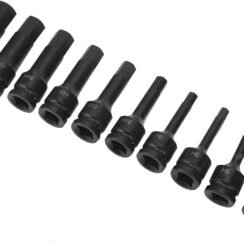 10-Piece Hex Bit Socket Set (H4?H19, 1/2? Drive, CR-MO Steel)